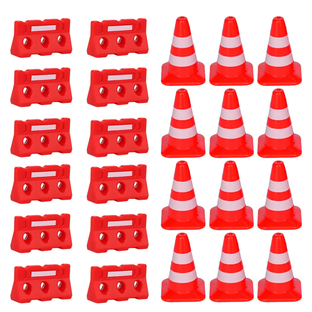 

24 Pcs Road Sign Barricade Toy Traffic Cone Signs Playset Roadblock Mini Cones Kids Toys Small Tape Light