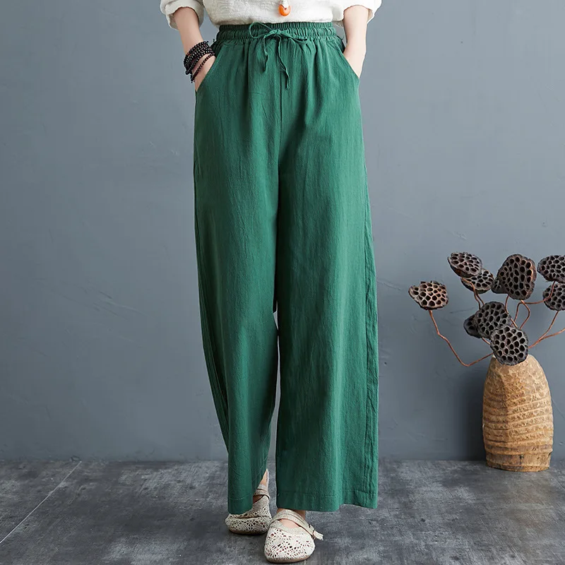 low rise jeans Wide Leg Pants Casual Cotton Linen Loose Women's Trousers Fashion Elegant Women's Trousers Hot New Spring Summer Female Pants jogger pants