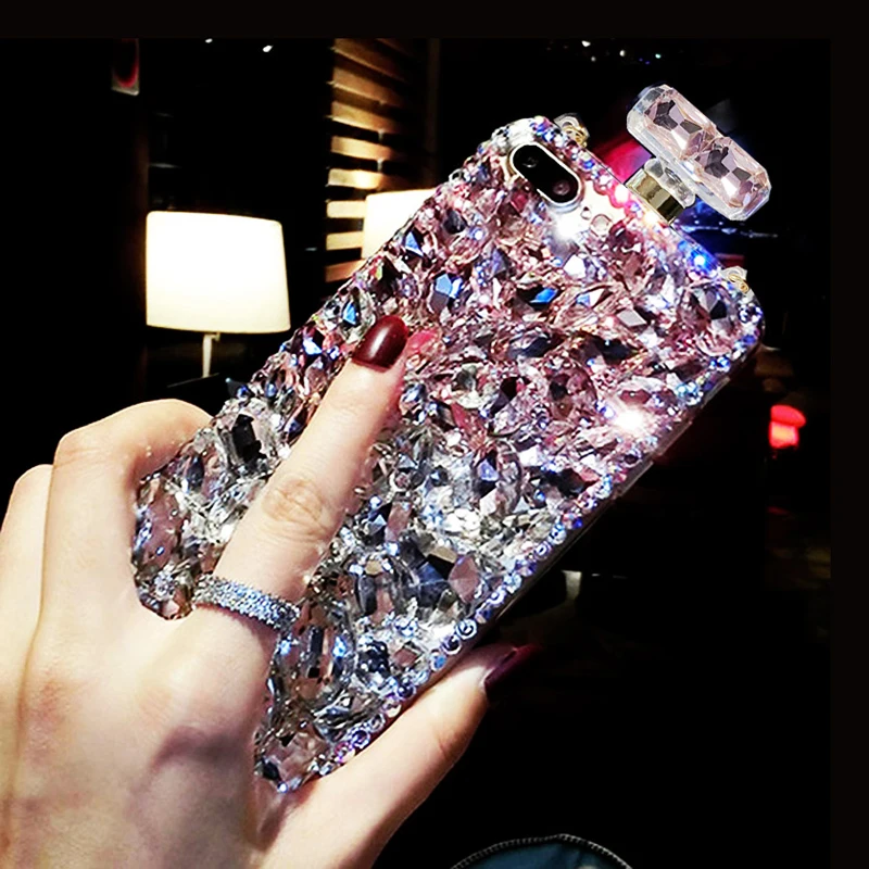 

Rhinestone Case for iPhone 6 6s 7 8 SE 2020 11 12 13 Pro Max PLUS X XS XR Luxury Diamond Stand Phone Bags Cover