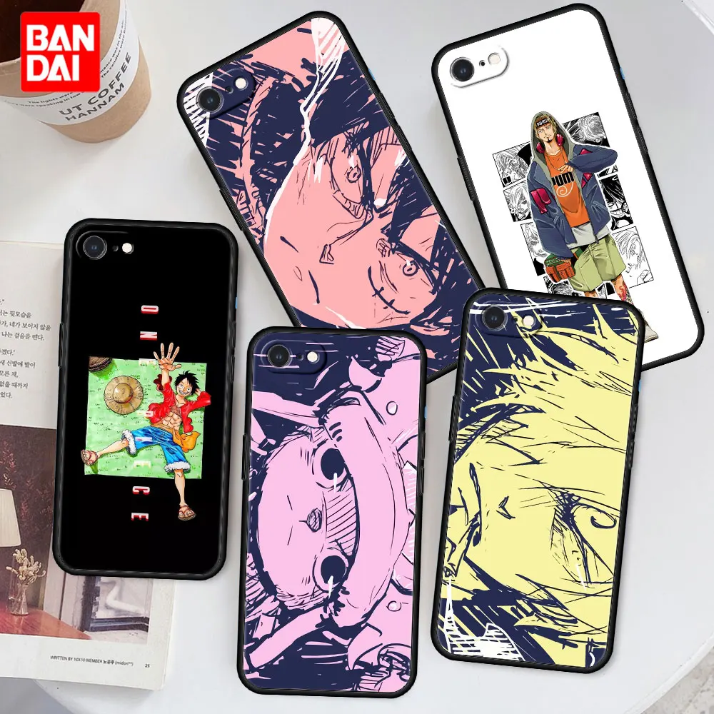 

One Piece Trend Brand Anime Case for iPhone 6 6s 7 8 X XR XS XS Max SE 2020 Plus 6plus 7plus 8plus Silicone Cover Capinha Black
