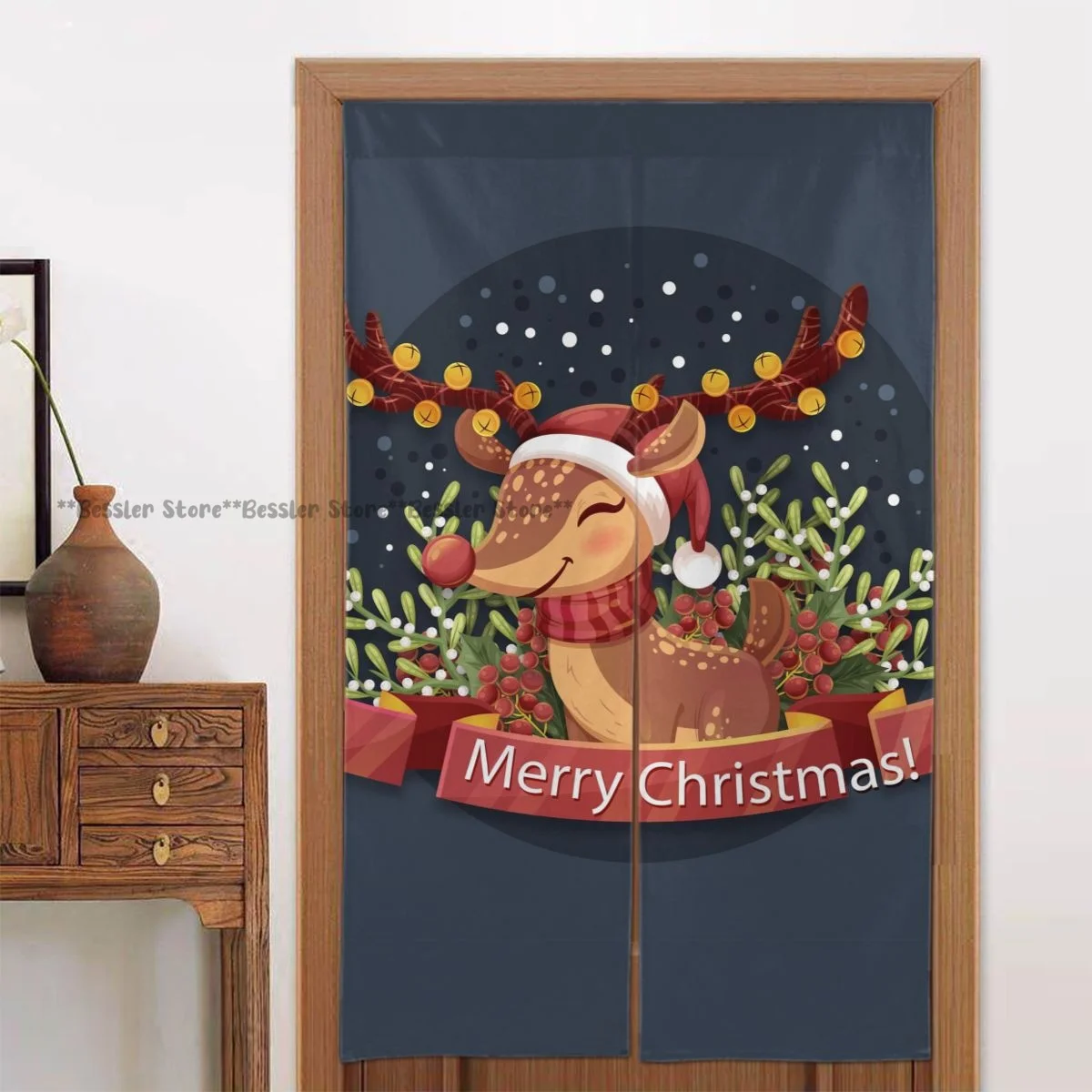 Рождественский милый олень дверная занавеска перегородка для комнаты украшение