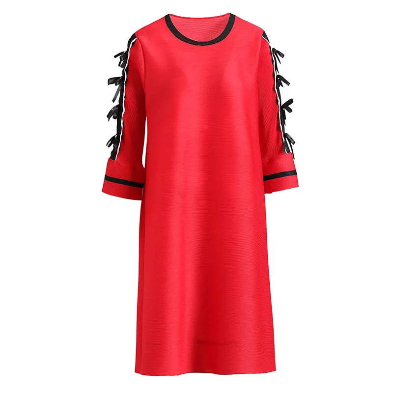 

High End Pleated Red Dress 2022 New Women's Summer Dress Loose Large Women's Wedding Dress