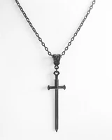 black metal medieval sword dagger charm pendant necklace amulet vampire mystery gothic jewelry
