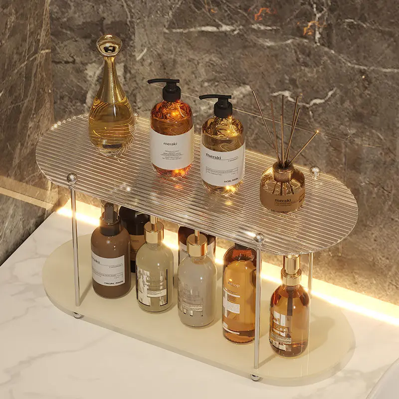 

Ins Acrylic Desktop Rack Bathroom Toilet Storage Rack Layered Finishing Rack Bedroom Cup Storage Cosmetic Perfume Display Rack