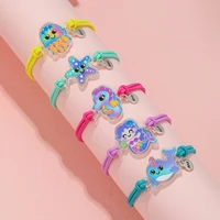 5pcsset stretch candy color rope cute animal acrylic pendant bracelet for teens girls hairband use party birthday gift