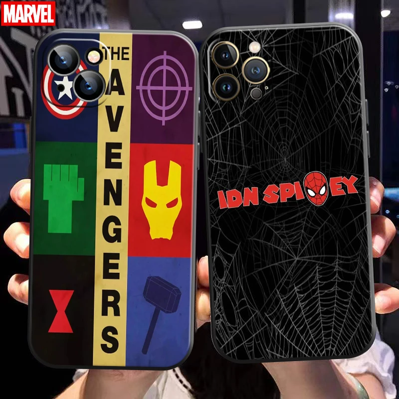 

Marvel Spiderman For Apple iPhone 13 12 11 Pro 12 13 Mini X XR XS Max 5 6 6S 7 8 Plus SE2020 Phone Case Black Liquid Silicon