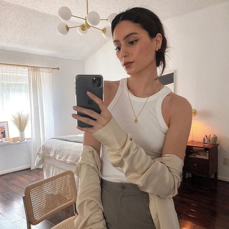 

Blossomora cotton white vest casual black o-neck sleeveless ribbed tank tops simple fashion sexy new summer vest for women 2022