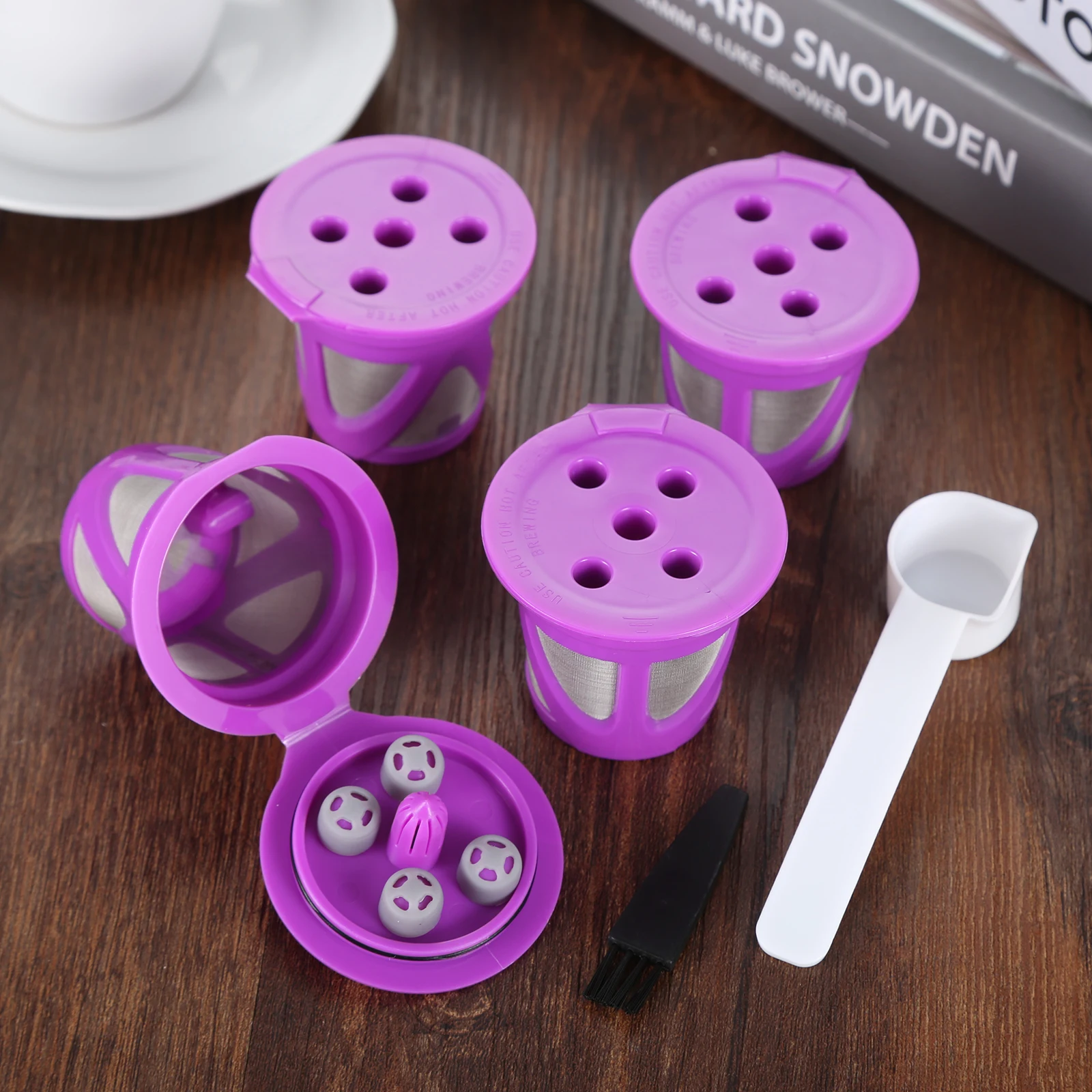 3pcs/set Coffee Filter Reusable K Cup fit Keurig Supreme or Plus Replacement Plastic Stainless Steel +Spoon +Brush - купить по