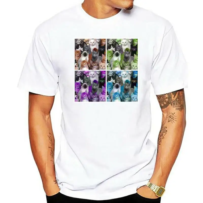 

Pop Art Cats T shirt. classic round neck short sleeved choice of sizes and colours men t shirt