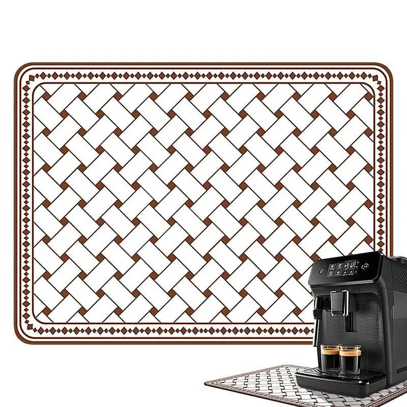 

Coffee Mats For Countertop Dish Draining Mat Heat-resistant Absorbent Pads Coffee Mats Hide Stains Countertop Counter Mats For