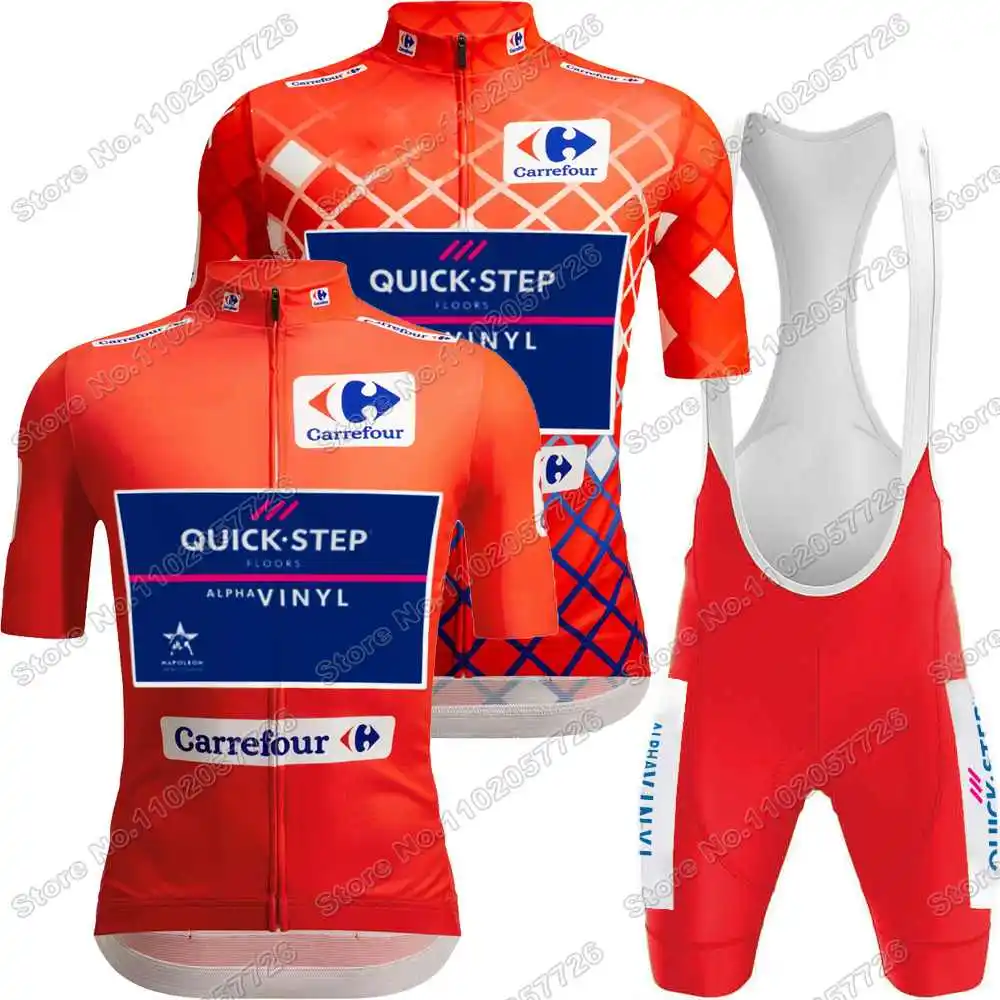 

2022 Quick Step Team Cycling Jersey Set Red Spain Tour Cycling Clothing Men Road Bike Shirts Suit Bicycle Bib Shorts MTB Maillot