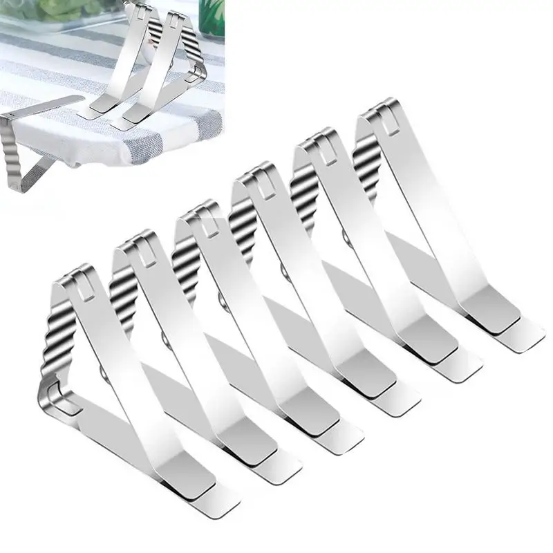 

Picnic Table Clips Table Cover Clamps Stainless Steel Wavy Silver Rust Proof Accessory For Restaurant Kitchen Picnic Party Home