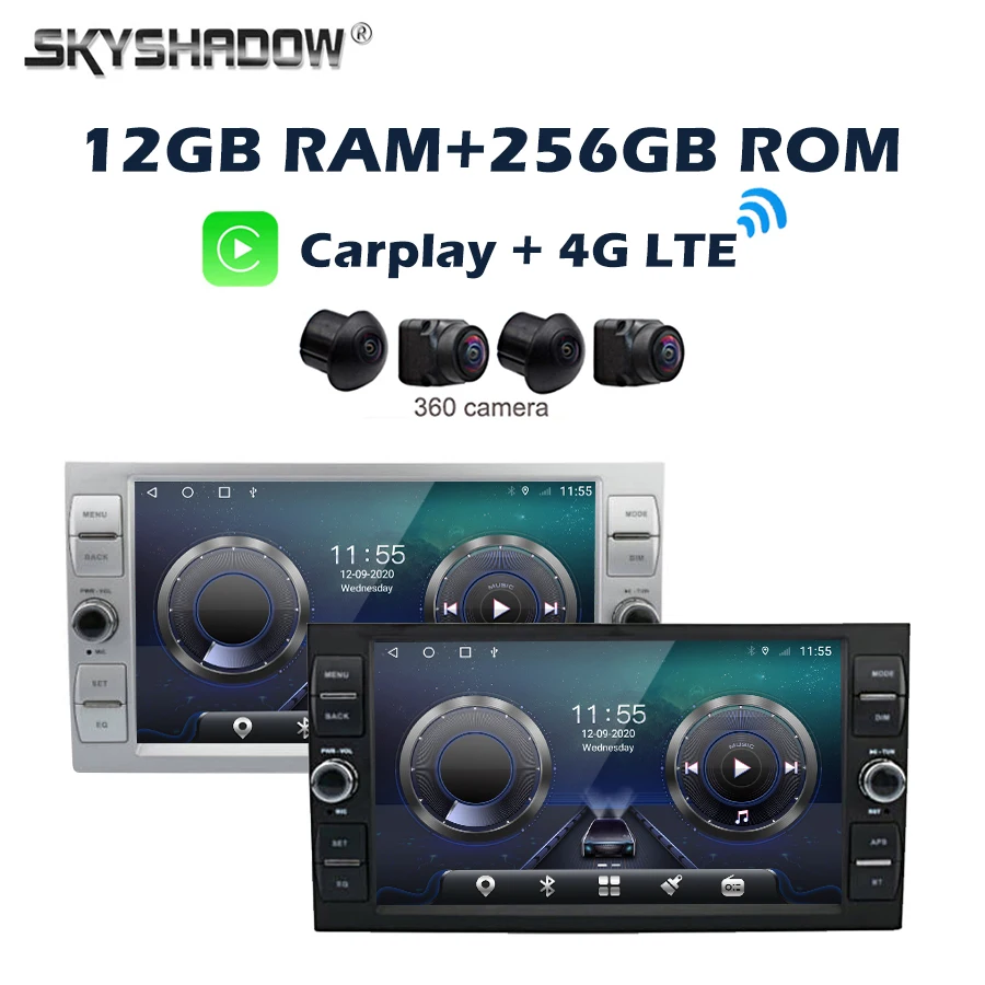360 12G + 256G 8 &quotCarplay Auto Android 14.0 IPS Автомобильный DVD-плеер GPS WIFI Bluetooth Радио для Ford Fusion C-MAX