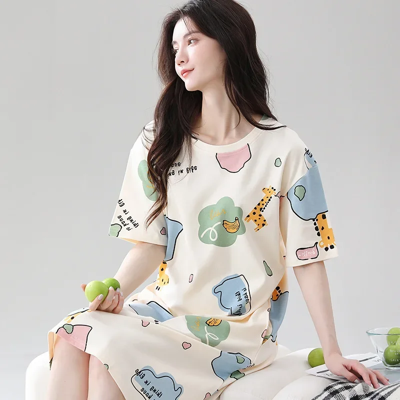 Tenure женское хлопковое платье для сна с короткими рукавами летнее длинное больших