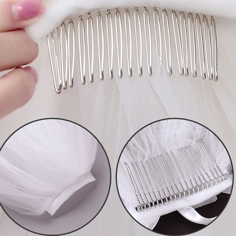 Фата невесты без гребня однослойная декоративная Тюлевая короткая Прозрачная с