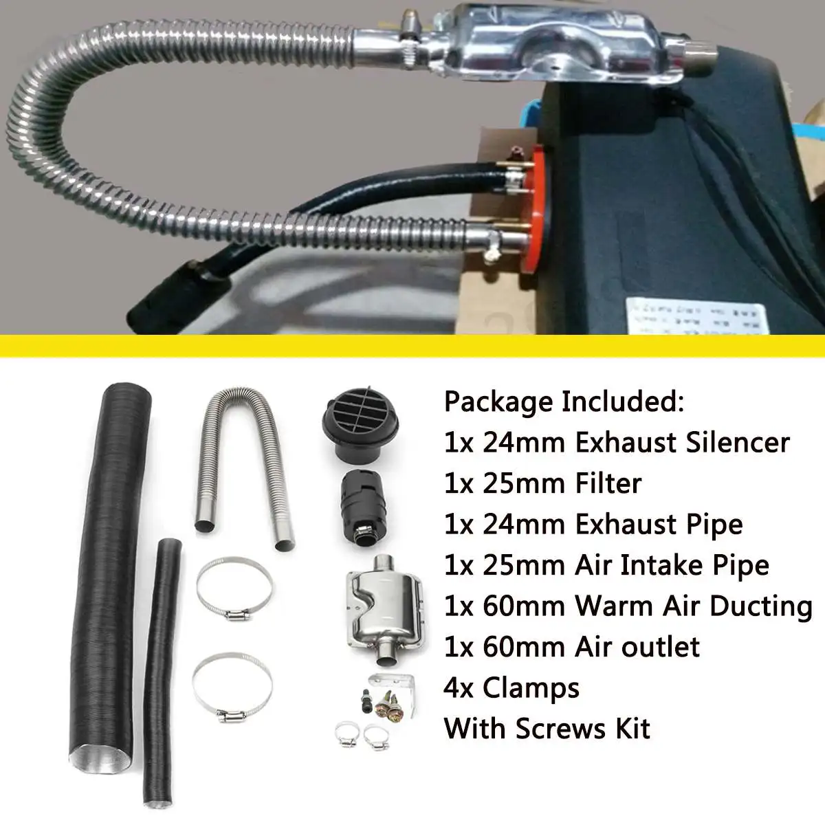 

Дизельный парковочный обогреватель, 24 мм, выхлопной глушитель, воздухозаборная труба, фильтр 25 мм, выпускной воздуховод для Webasto Eberspacher