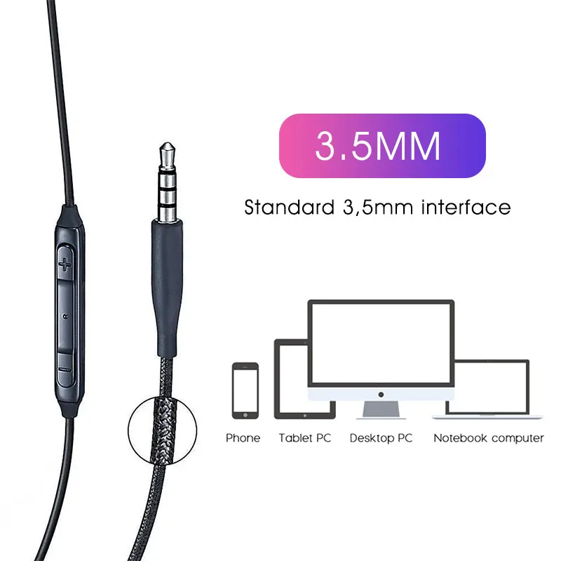 50 PCS Samsung Earphones IG955 3.5mm In-ear with Microphone Wire Headset with retail Box for Galaxy S10 S9 S8 enlarge