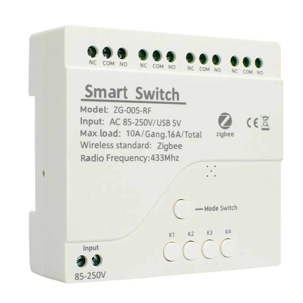 

Модуль Zigbee, 4-канальный умный переключатель, 12 В, 24 В, 110 В, 220 В, 10 А, реле, сухой контактный приемник, работа с приложением Tuya, Alexa Google Home Controller