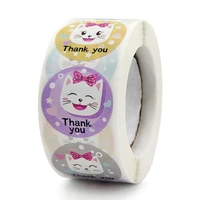 500pcs kawaii cute cat stickers round cartoon animal adhesive seal labels for greeting cards gift decor stationery sticker