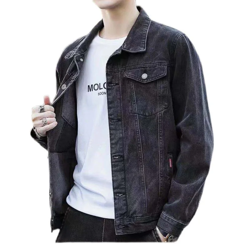 

Men's Jackets Spring 2022 Autumn Casual Loose Korean Style Japanese Motorcycle Tooling Clothes For Teenagers Denim Jacket Male