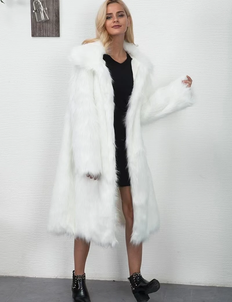 

Международная торговля в Европе и Америке, Новая зимняя женская одежда, искусственное меховое пальто, длинное плотное теплое пальто