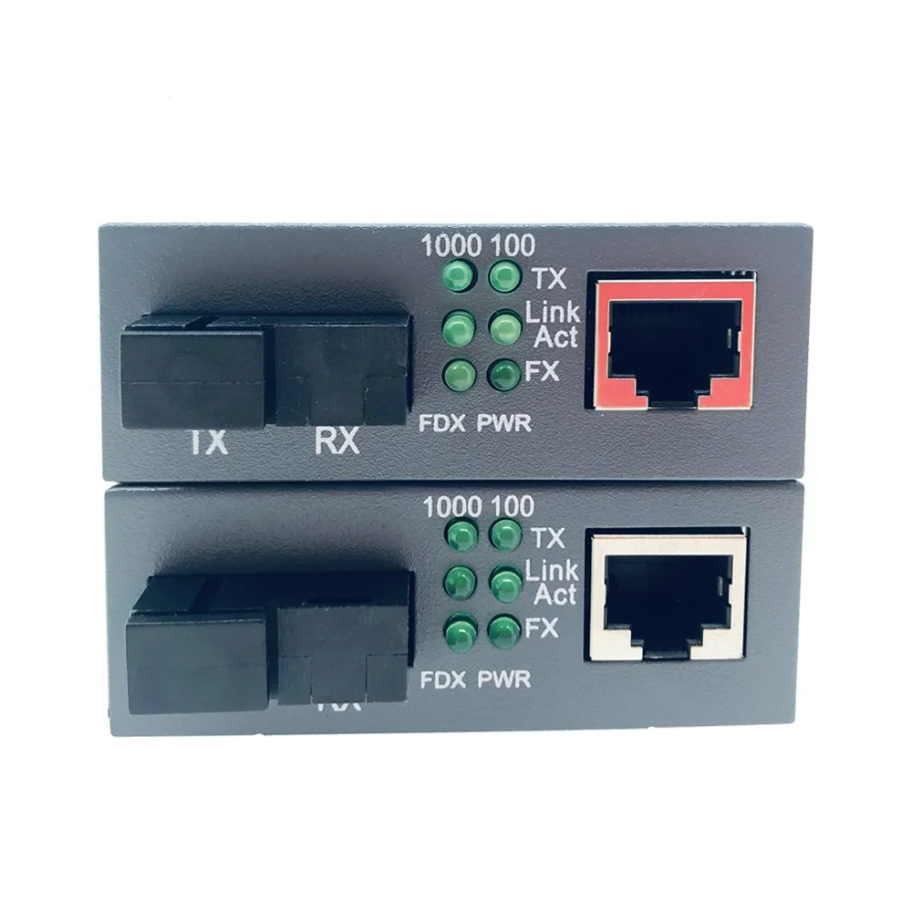 1 Pair HTB-GS-03 AB 20KM  10 100 1000M Gigabit Fiber Media Converter SC Optical Transceiver 1310 1550nm