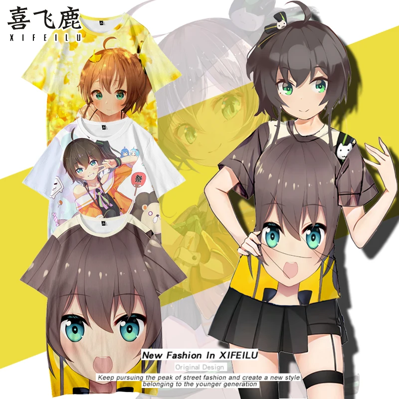

Anime Hololive YouTuber Natsuiro Matsuri Cosplay Cute Girls Persona Unisex Summer Fashion Daily Casual Short Sleeve T-shirt Gift