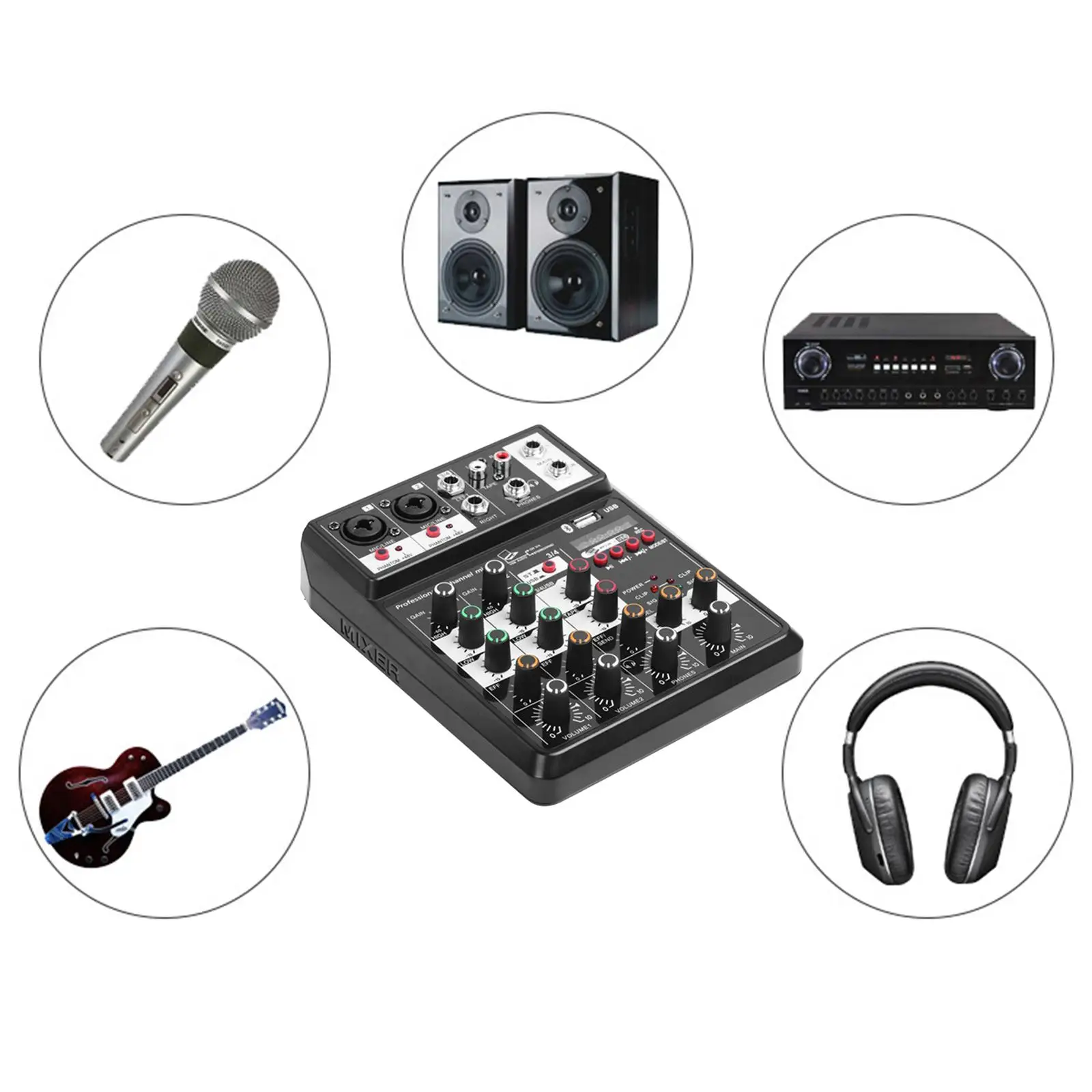 

Mixing Console DSP Digital Chip 4 Channel Multi-Purpose Audio Mixer for Music Production