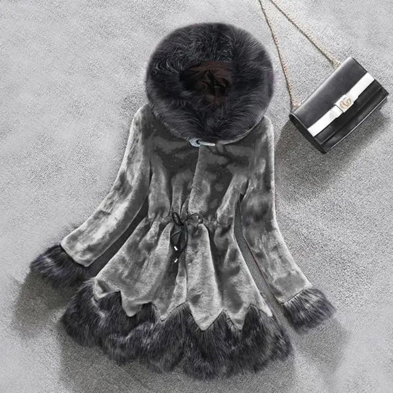 Faux Fur Coat Womens 2022 Winter New Korean Fashion Slim Imitation Fur Jacket Women Large Size Hooded Fur Collar Warm Outerwear