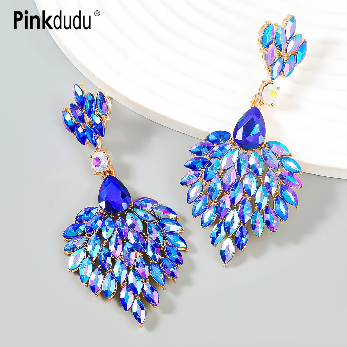 

Pinkdudu Fashion Super Flash Rhinestone Drop Earrings Exaggerated Flower BOHO Ethnic Style Earring for Women Jewelry PD1063