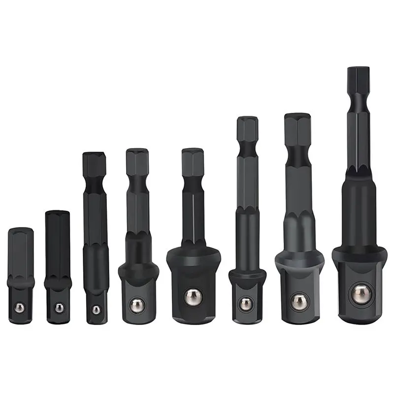 

Drill Socket Adapter For Impact Driver With Hex Shank To Square Socket Drill Bits Bar Extension Set 8 Pieces