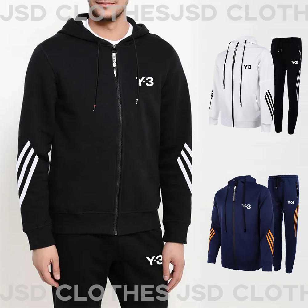 Men Women Y Letter Printed Zipper Hoodie Sport Tracksuits FleeceTriple Slant Hoodies and Pants Set Brand 2PC Sets Clothing