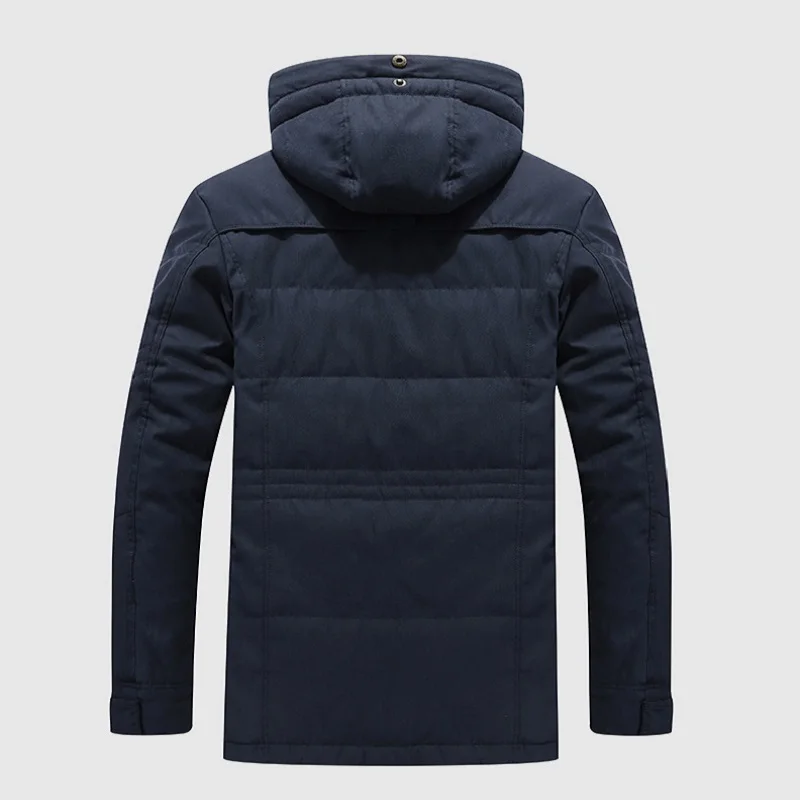 Winter Mens Multi-pocket Velvet Thickened Warm Jacket Mid-length Detachable Windproof Hooded Cotton Coat Winter Jackets Clothes