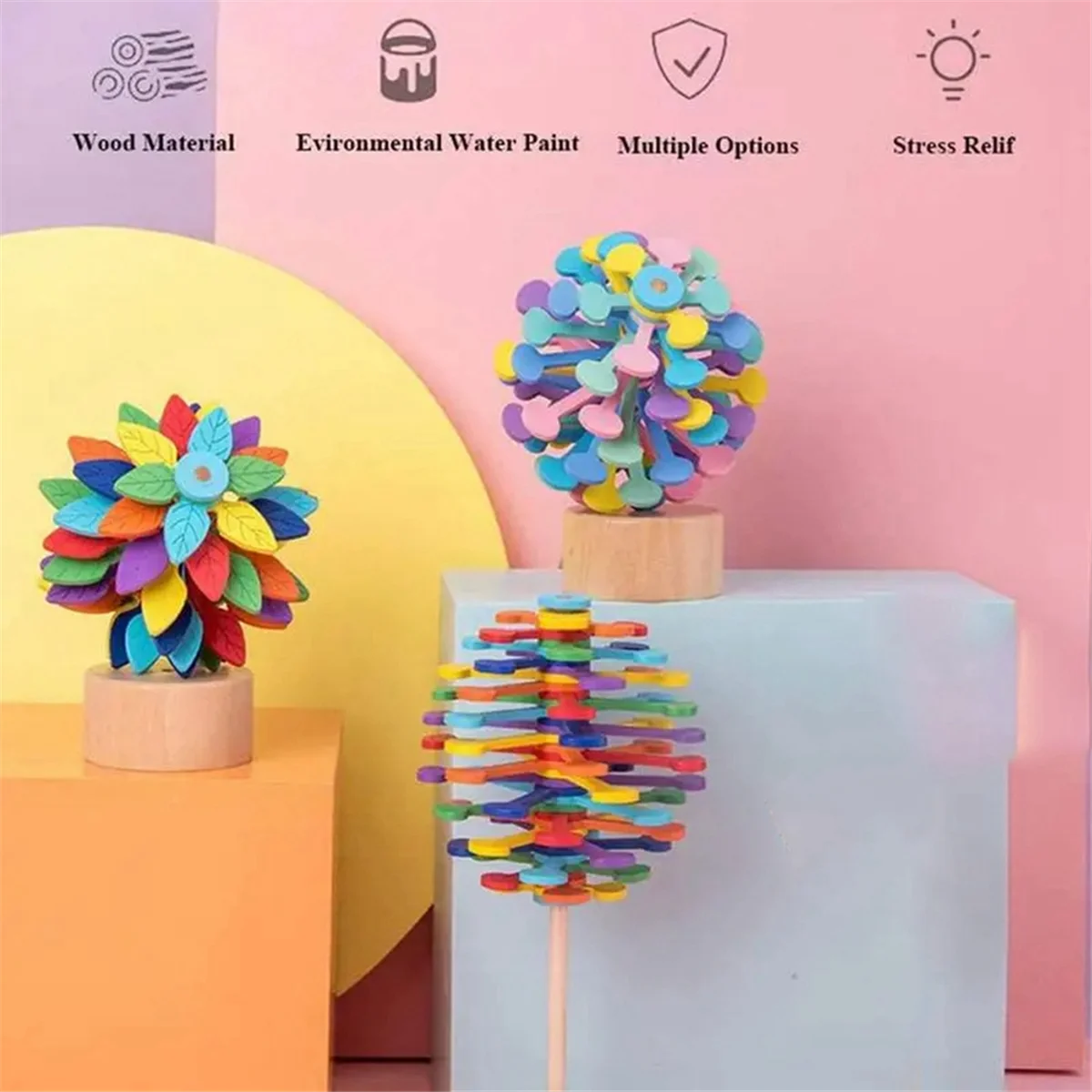 Деревянный Вращающийся леденец игрушка-Сенсорная развивающая игрушка для