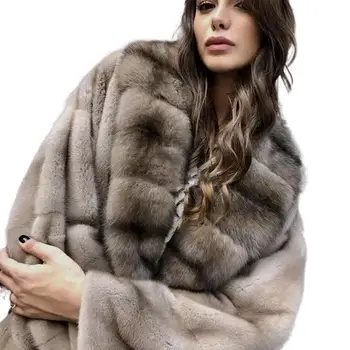 Luxury Vintage Real Natural Mink Fur Coat For Women Winter Fashion Long Warm Mink Fur Jacket High-end Overcoat Female Thicken
