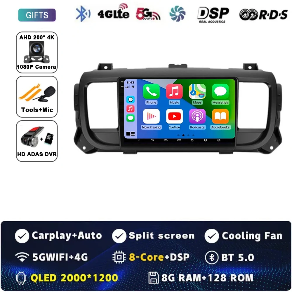 

Android 15 Carplay для Citroen Jumpy III 3 SpaceTourer 1 для Peugeot Expert 3 2016 2017 2018-2021 Автомобильный радиоприемник Мультимедийный плеер