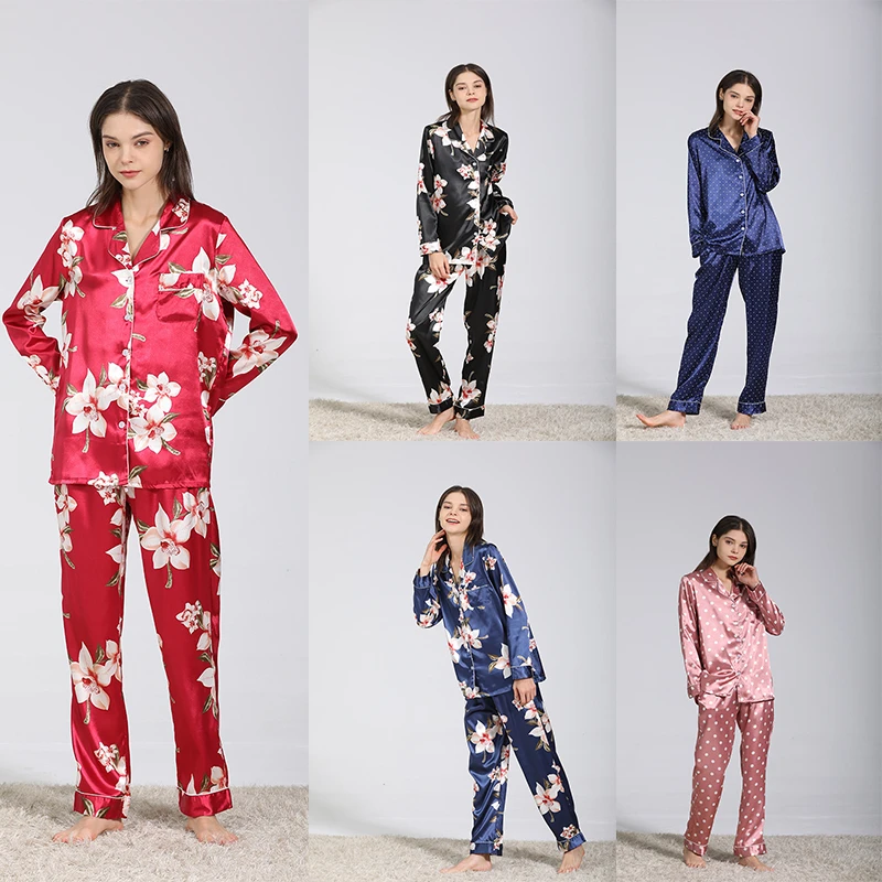 

Sexy Nightwear Summer Pyjamas Korea Big Size 2Psc Loungewear Womens Clothes 2022 Silk Pajamas Satin Sleepwear Home Trouser Suit