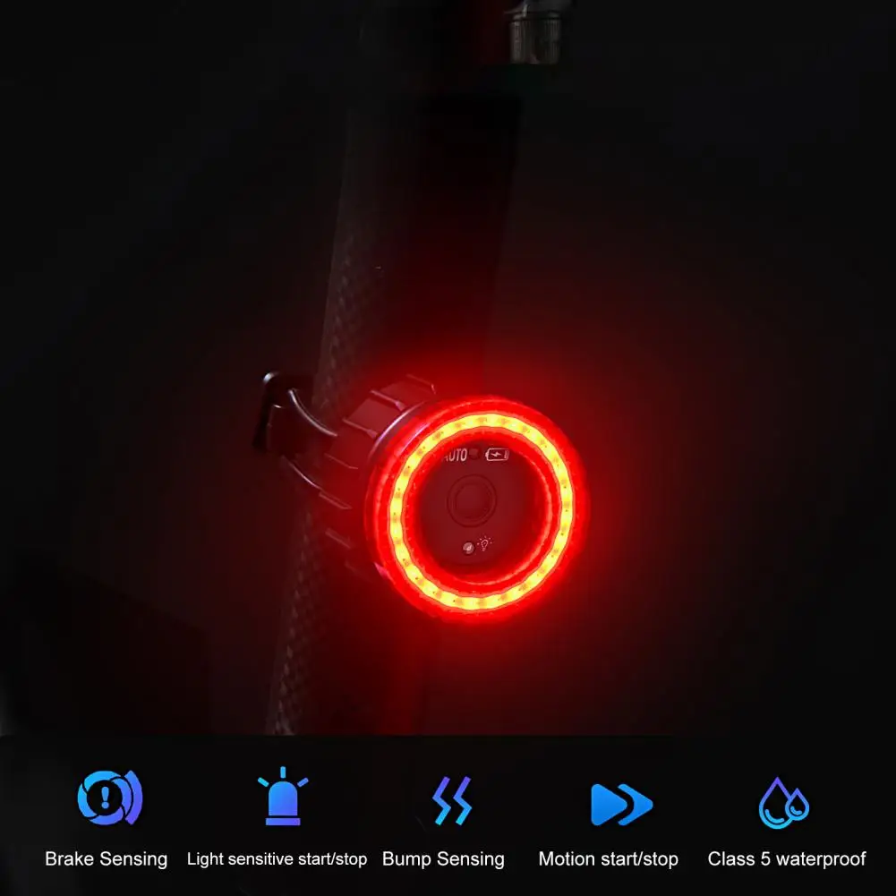 

Night Riding Warning Light Smart Brake Sensing Portable Bicycle Tail Rear Light Water Resistant 6 Modes Bicycle Taillight