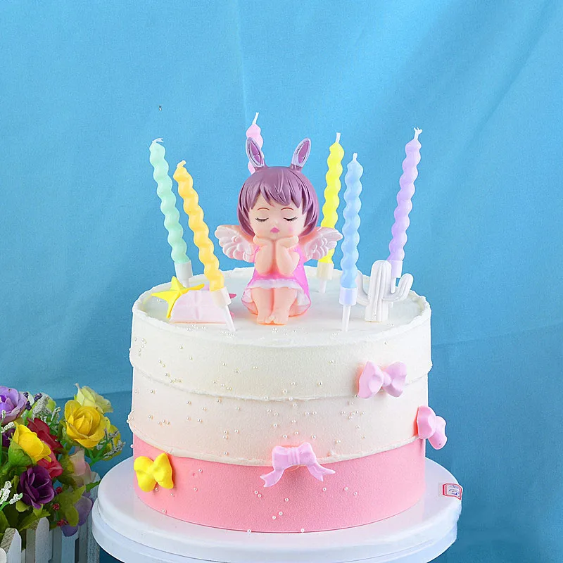 6 шт./компл. цветные свечи для дня рождения с подставкой торта товары вечерние