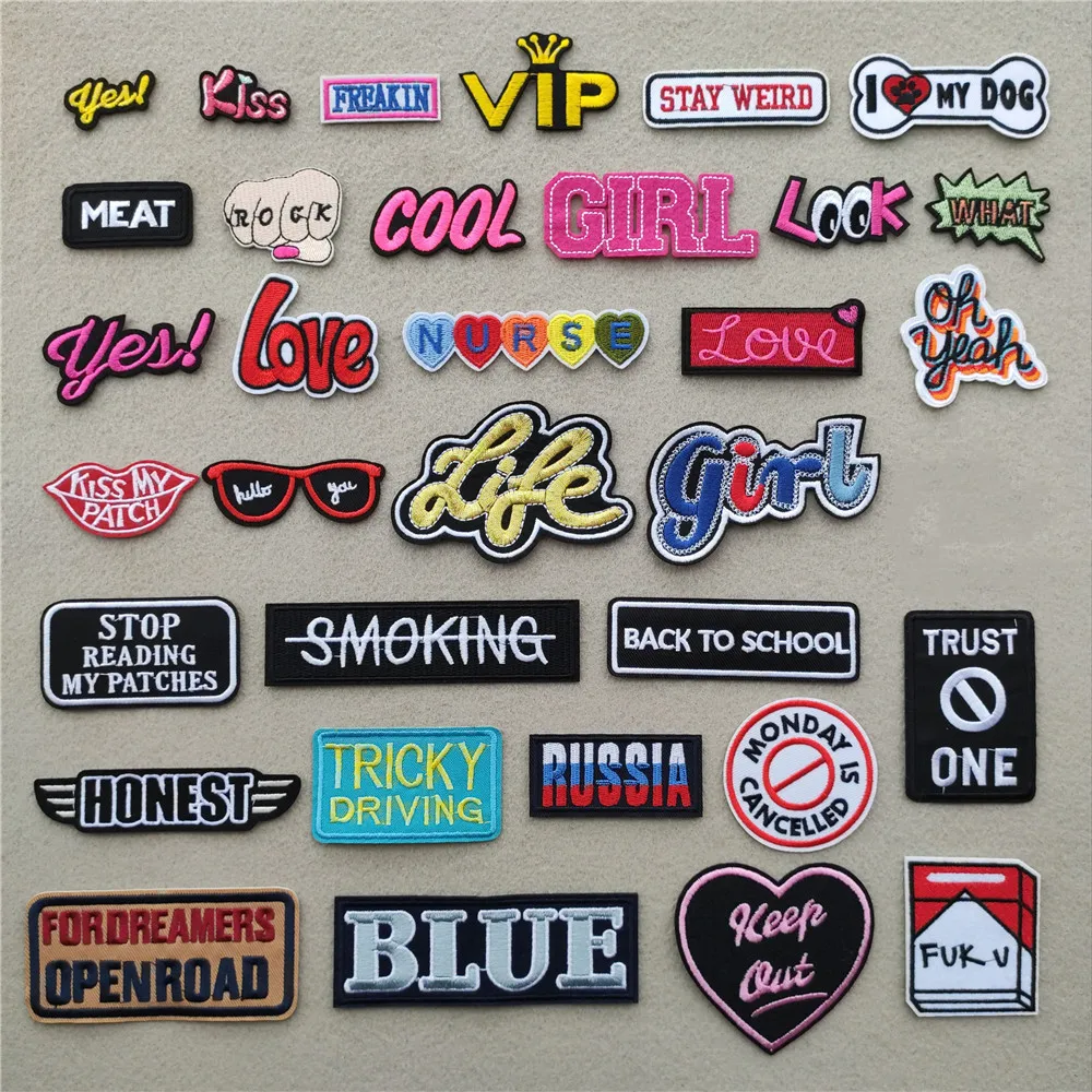 Нашивки для одежды с английским алфавитом вышитые аппликации термонаклейки на