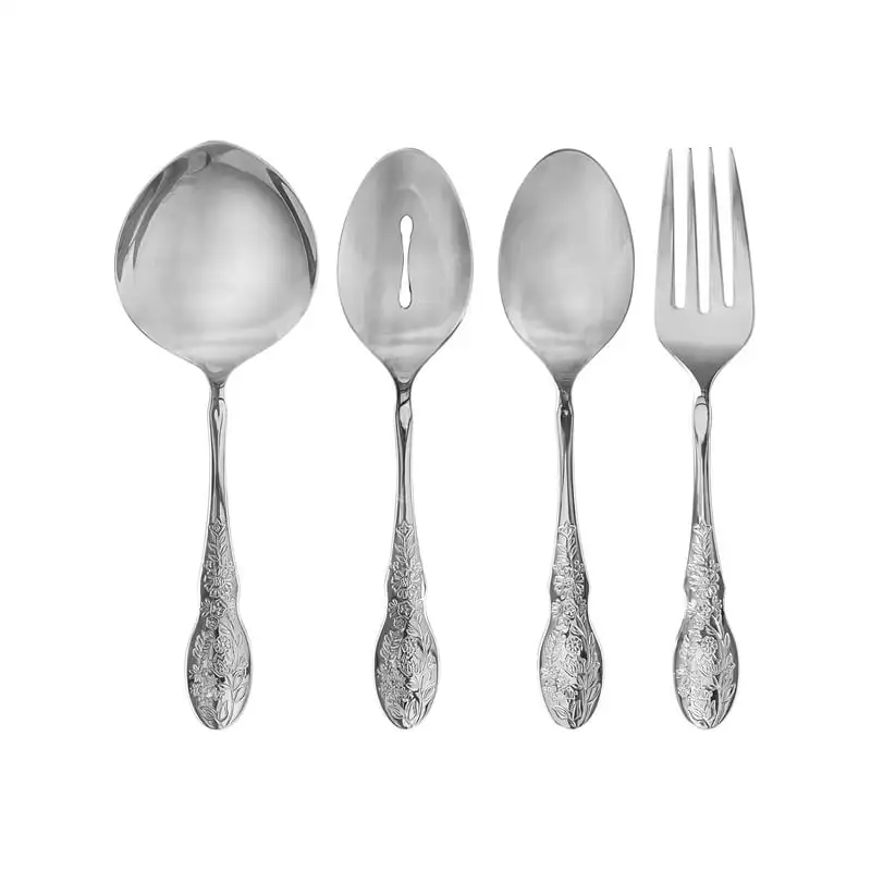 

4-Piece Serve Utensils Set, Stainless Steel, Silver