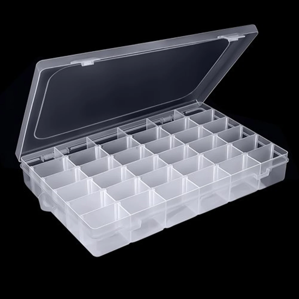 

Desktop Storage Box 36 Slots Compartments Portable Bead Clear PP Adjustable Dividers Jewelry Fishing Tackles Container Earring
