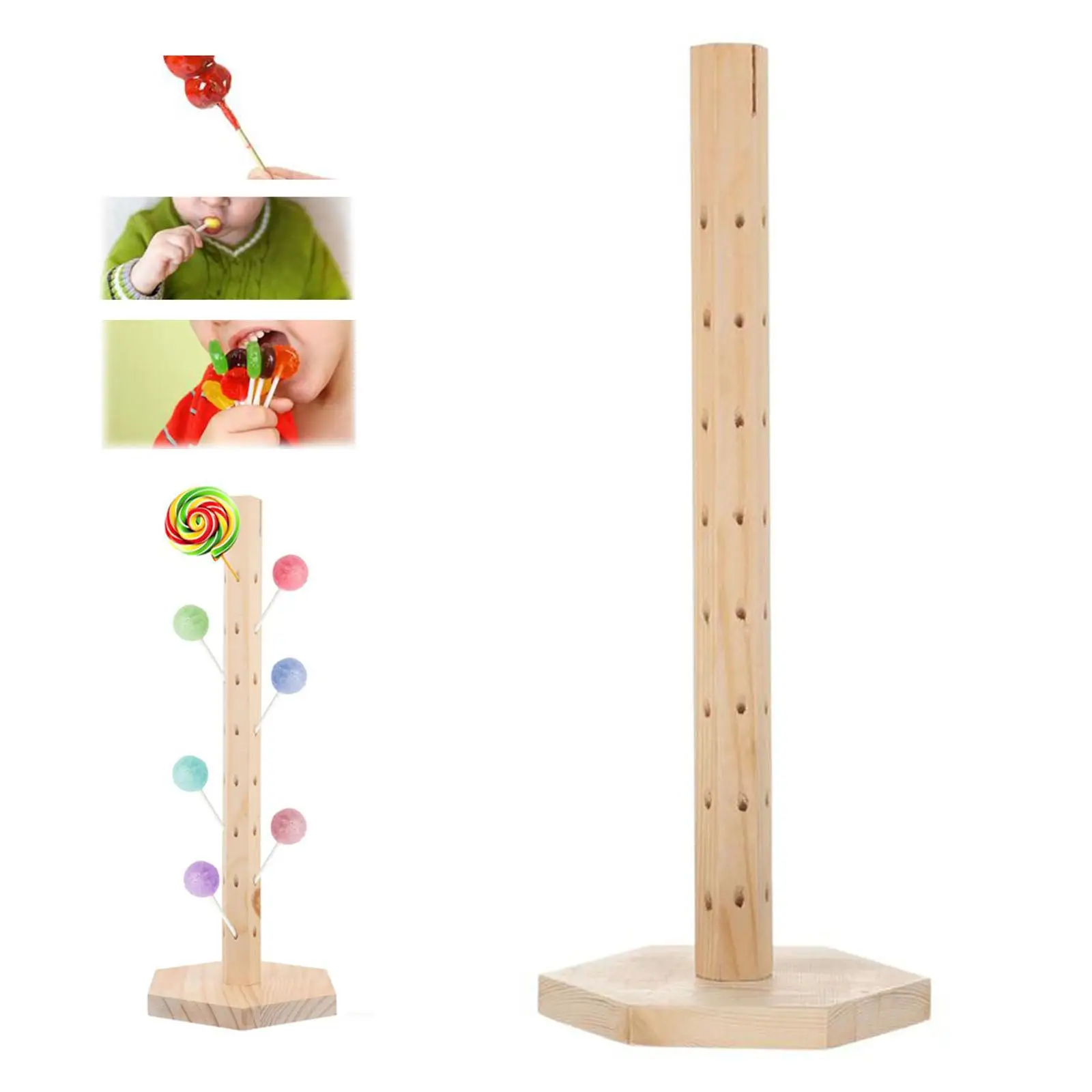 

Деревянный леденец держатель Декоративный Круглый отверстие душ День Рождения Декор