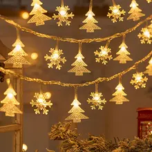 크리스마스 트리 눈송이 LED 스트링 조명 배너, 크리스마스 장식 2023, 홈 Navidad 크리스마스 트리 장식, 요정 조명 펜던트