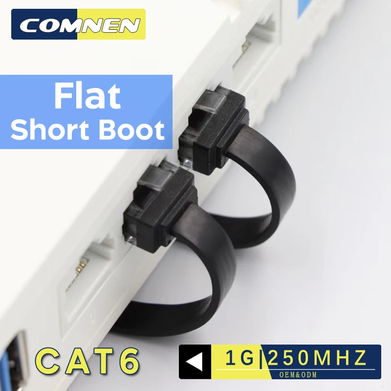 

COMNEN Best UTP Cat6 Network Flat Patch Cord Copper Lan Cable RJ45 Unshielded Short Boot Connectors Ethernet Jumper Cat 6 Cable
