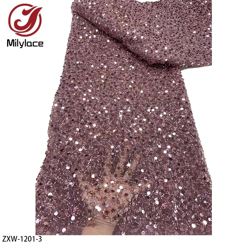 Африканские блестки сетчатая кружевная ткань 2024 французское бисерное тюль для