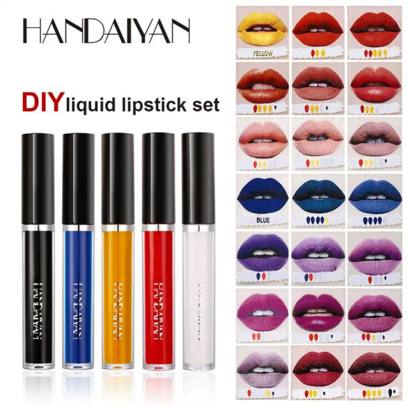 

5 Colors Matte Lip Gloss Set Waterproof Lips Makeup Velvet Nude Lipgloss Tint Long-Lasting Liquid DIY Toning Lipstick Cosmetics