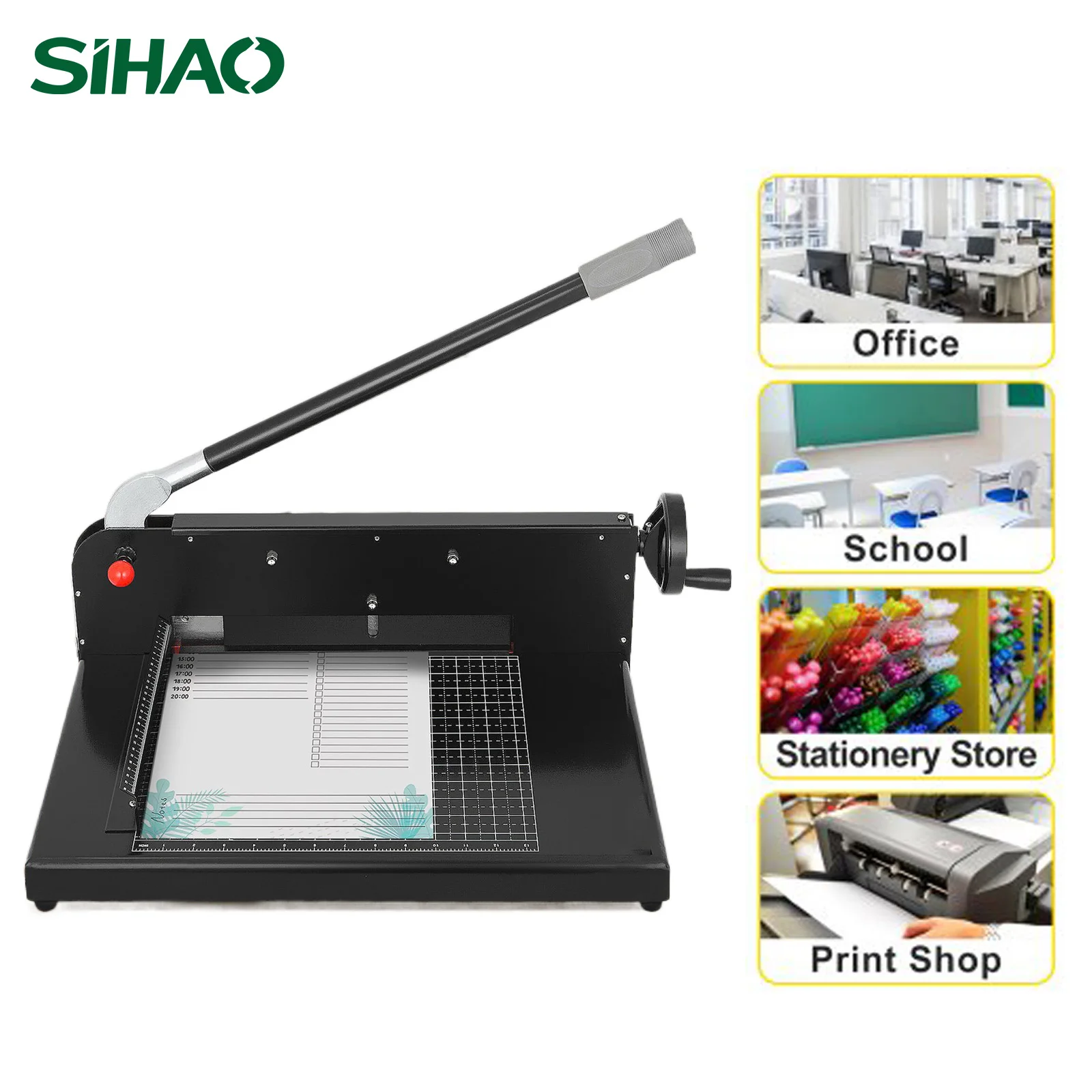 Sihao A4 Manual Paper Cutter Stack Paper Trimmer With Extra Long Handle For Cutting Paper Coupons Labels With Clamp & Safe Lock