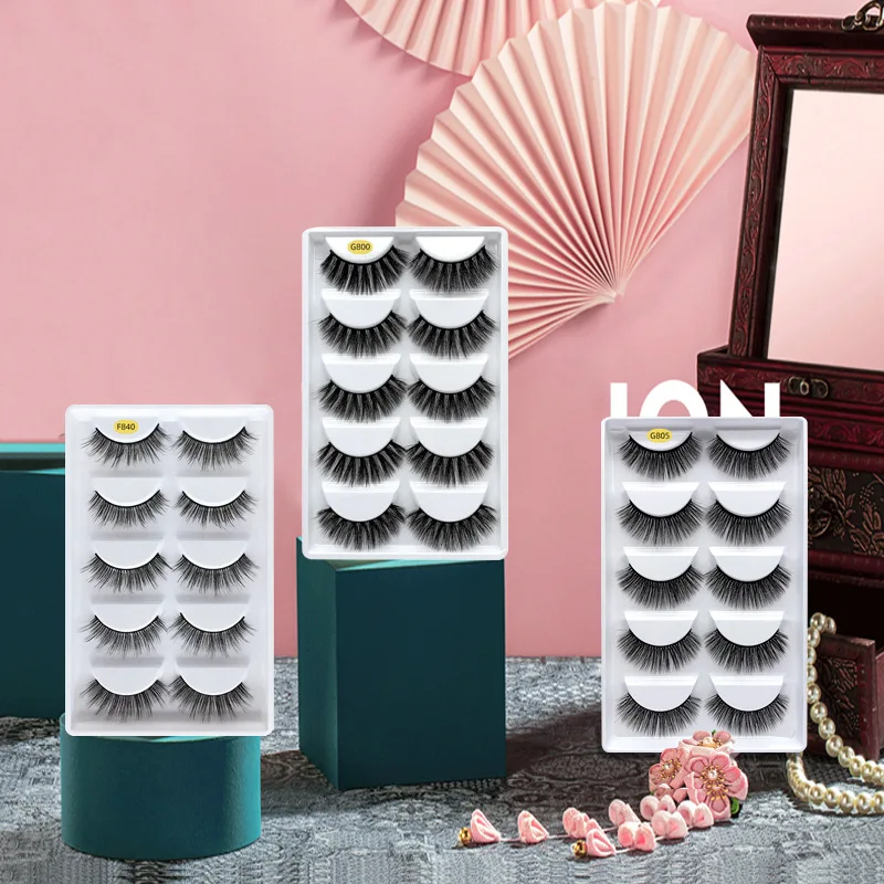 

Mink Eyelashes 5 Pairs Wholesale 3D Makeup False Eyelashes Thick Stereo Eyelashes Chemical Fiber Eyelashes Curly Lashes Eyelash