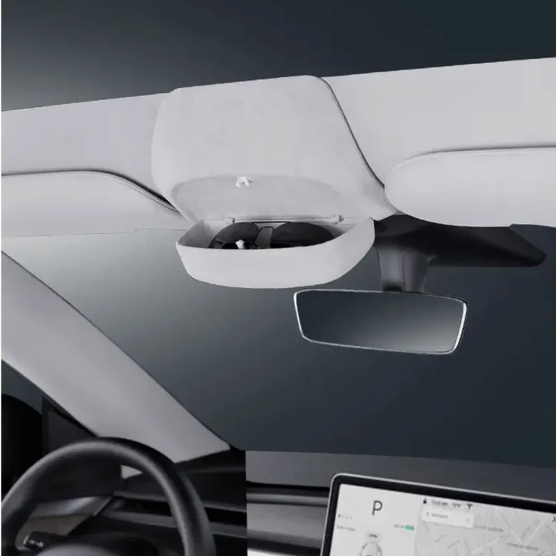 

Автомобильный футляр для очков Tesla Model 3, держатель для солнцезащитных очков на крыше, карточка для хранения, аксессуары для салона автомобил...